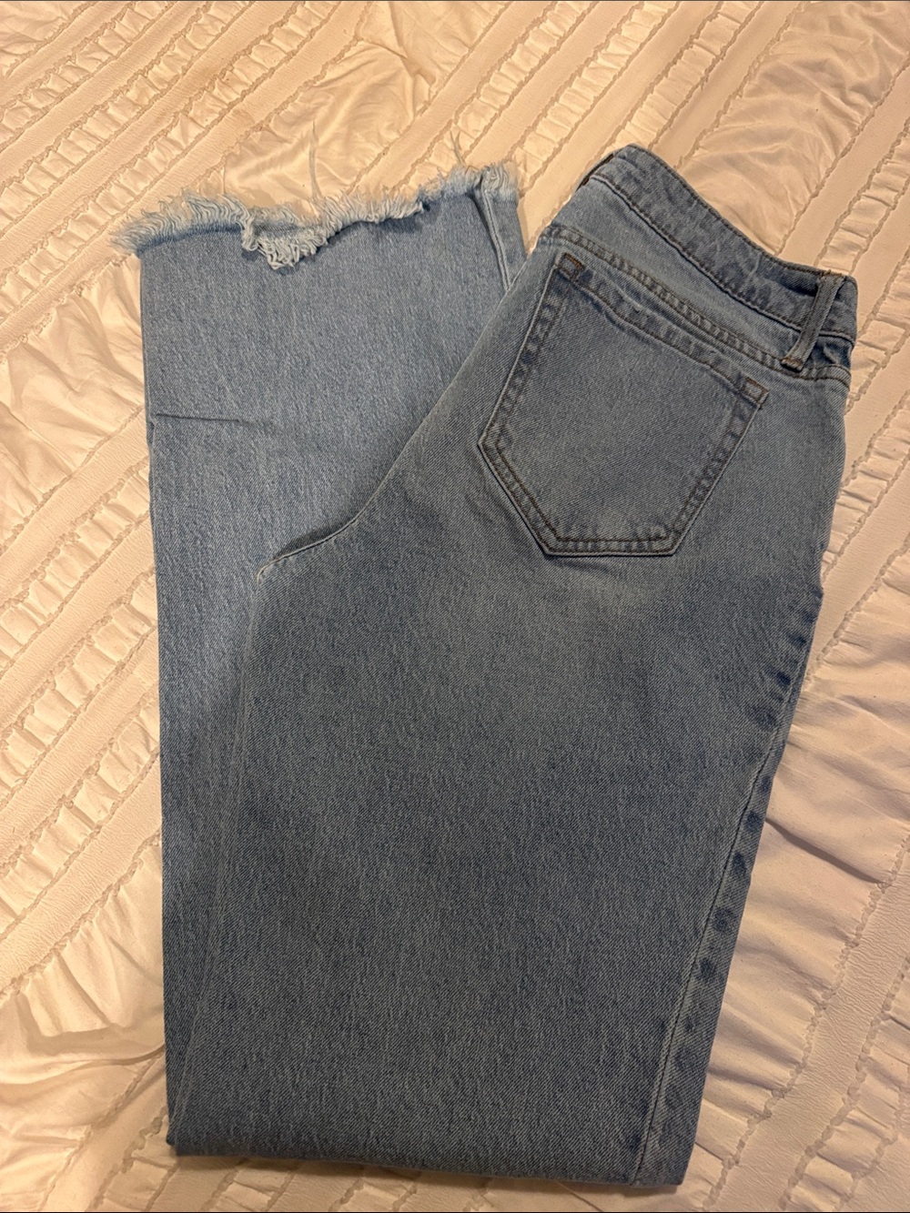 wild fable Light Blue High-Rise Straight Leg Jeans with Frayed Hem